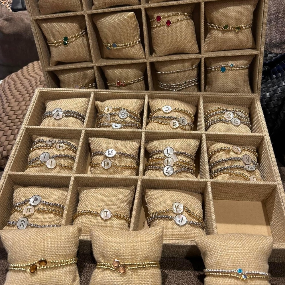 Gold Verme’ inital  letters with mother of pearl comes in gold n silver